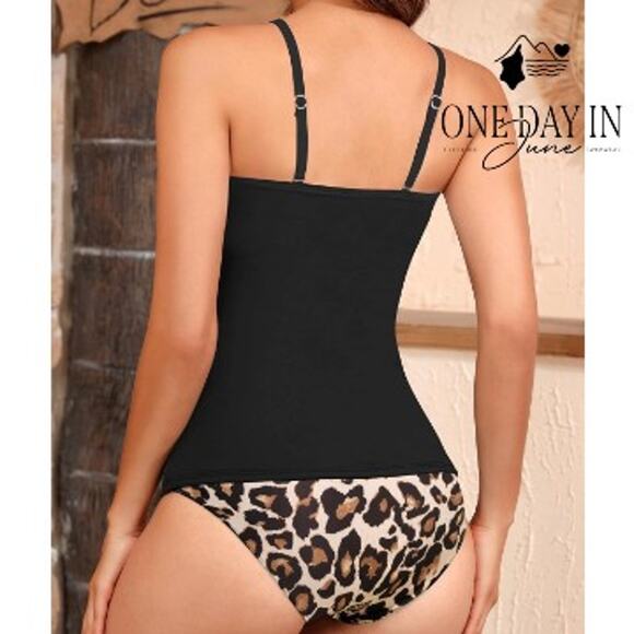 Aqua Eve Leopard Bottom Tankini Swimsuit Size S - Picture 2 of 7